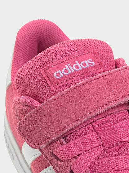 adidas Pink Grand Court 00s Suede Elastic Lace Kids Trainers image 9