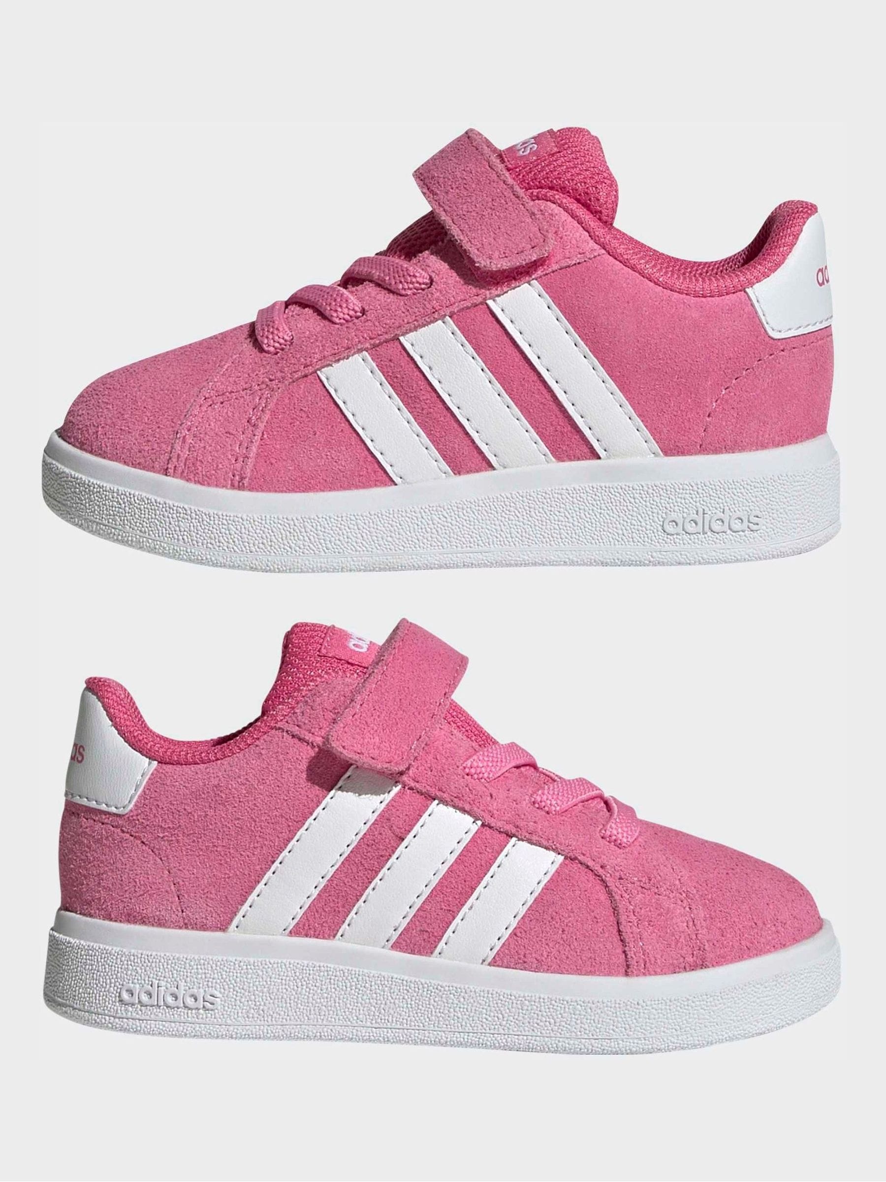 adidas Pink Grand Court 2.0 Elastic Lace Infant Trainers image 5