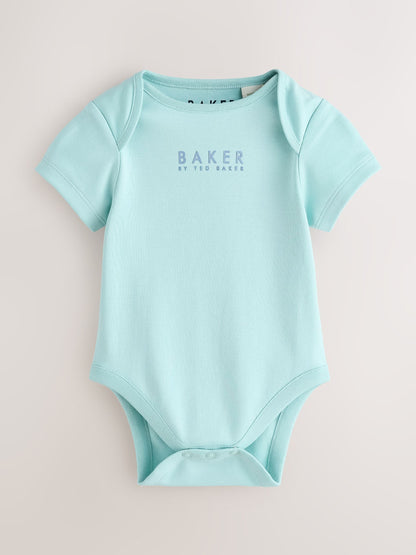 Baker by Ted Baker Blue 3 Pack Short Sleeve Bodysuits image 4