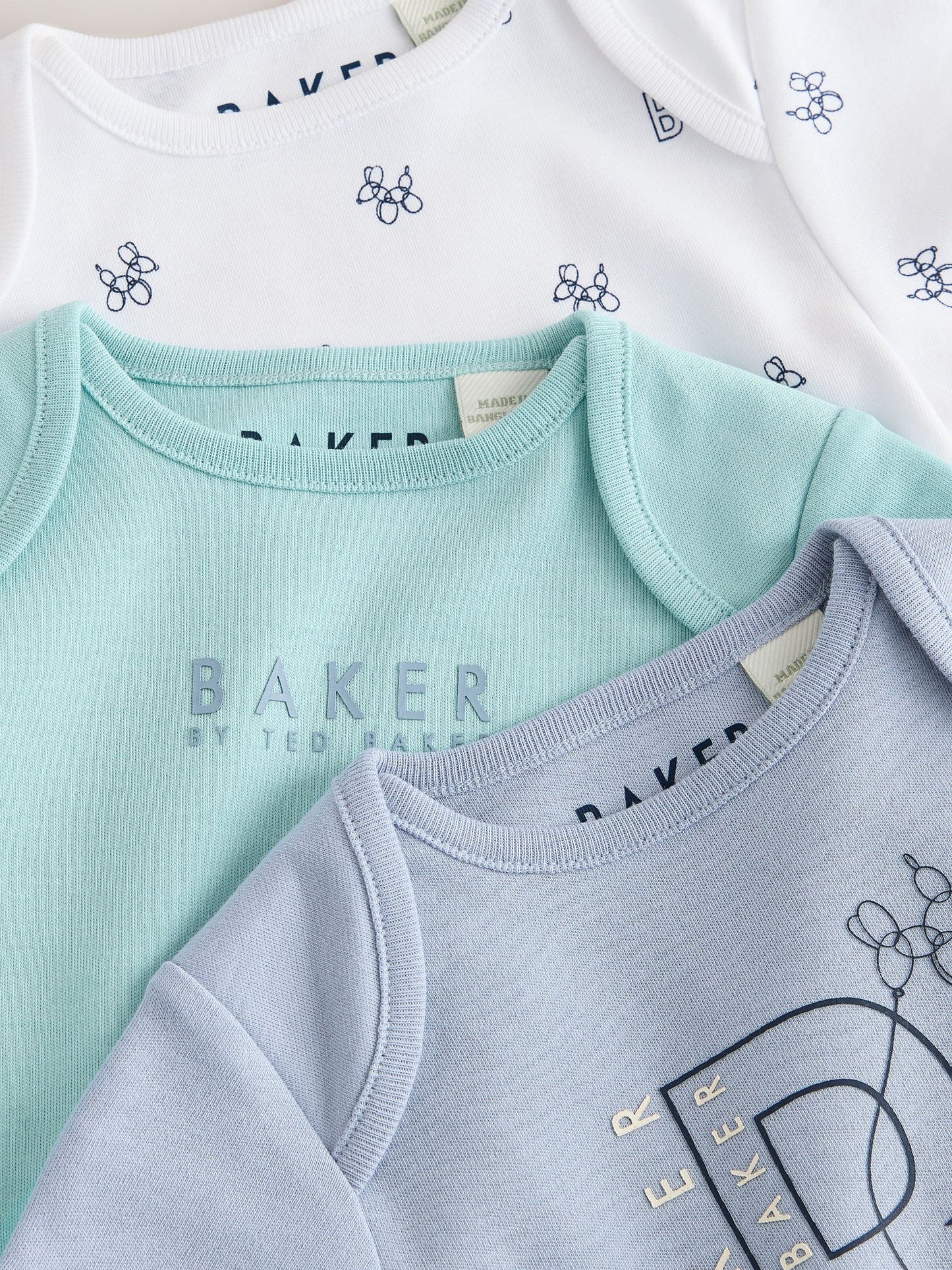 Baker by Ted Baker Blue 3 Pack Short Sleeve Bodysuits image 6