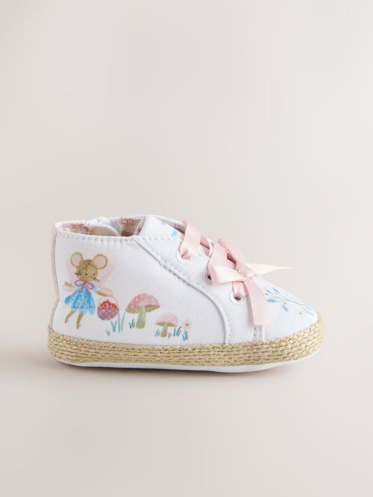 White/Pink Character Baby High Top Trainers (0-24mths) image 2