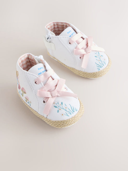 White/Pink Character Baby High Top Trainers (0-24mths) image 2