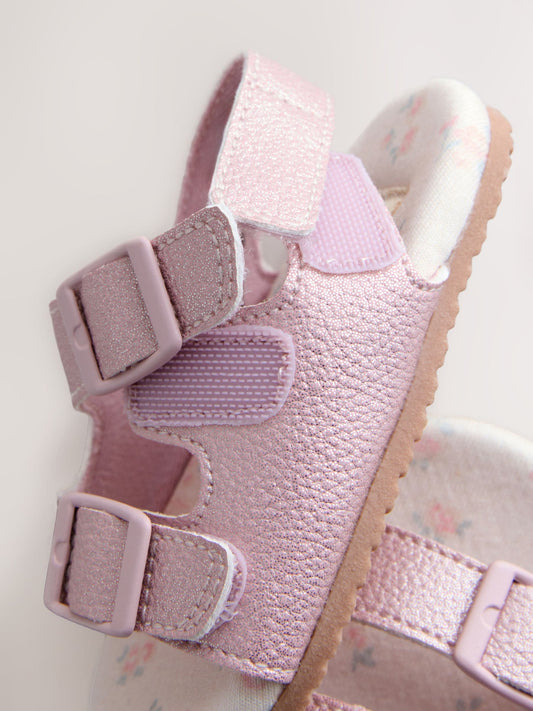 Pink Shimmer Touch and Fasten Baby Sandals (0-24mths) image 2