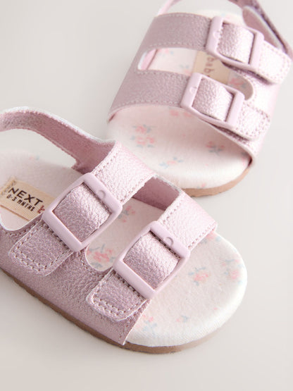Pink Shimmer Touch and Fasten Baby Sandals (0-24mths) image 3
