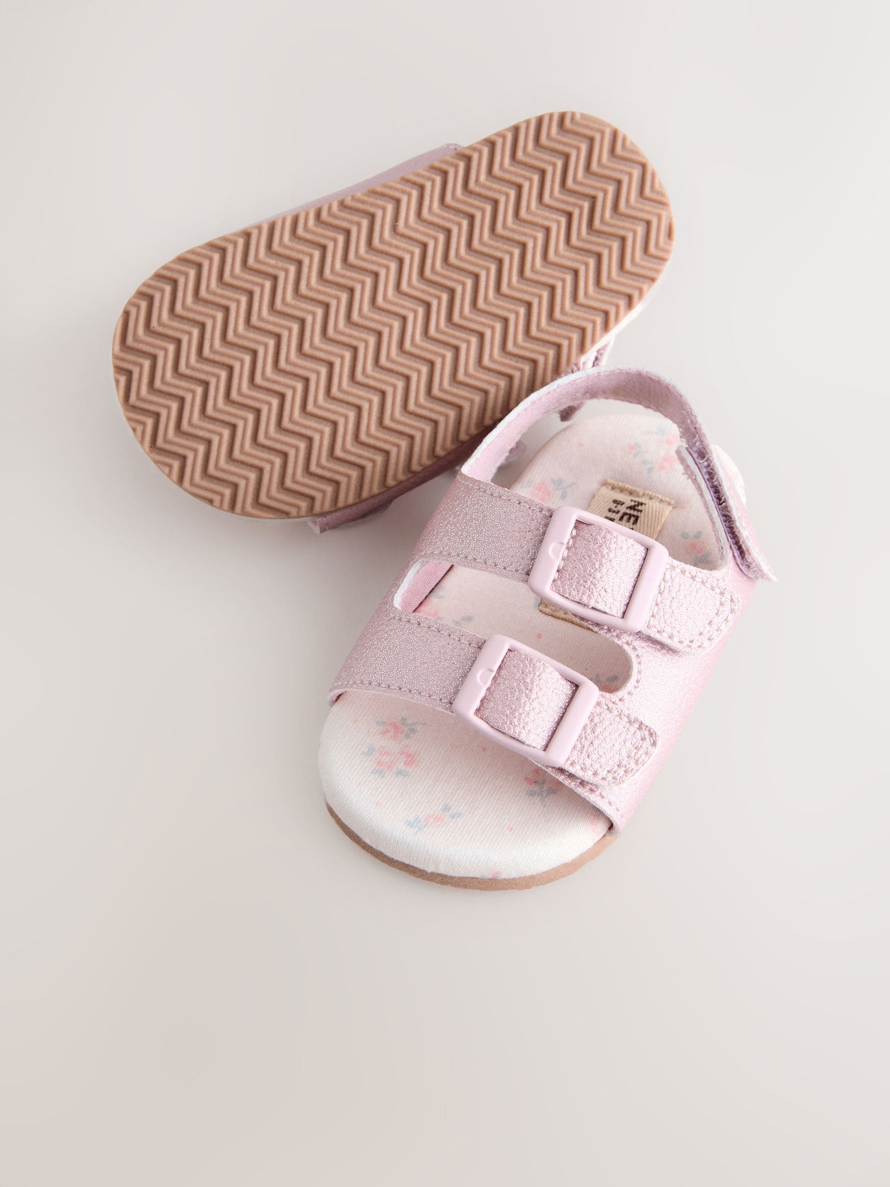 Pink Shimmer Touch and Fasten Baby Sandals (0-24mths) image 4