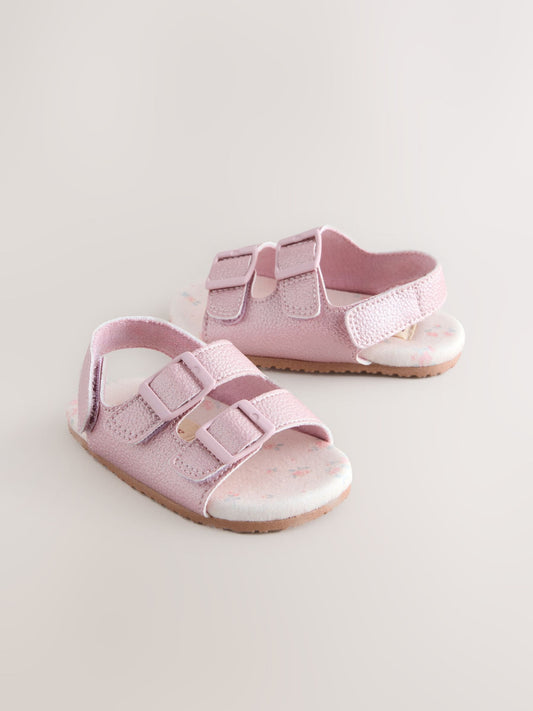 Pink Shimmer Touch and Fasten Baby Sandals (0-24mths) image 1