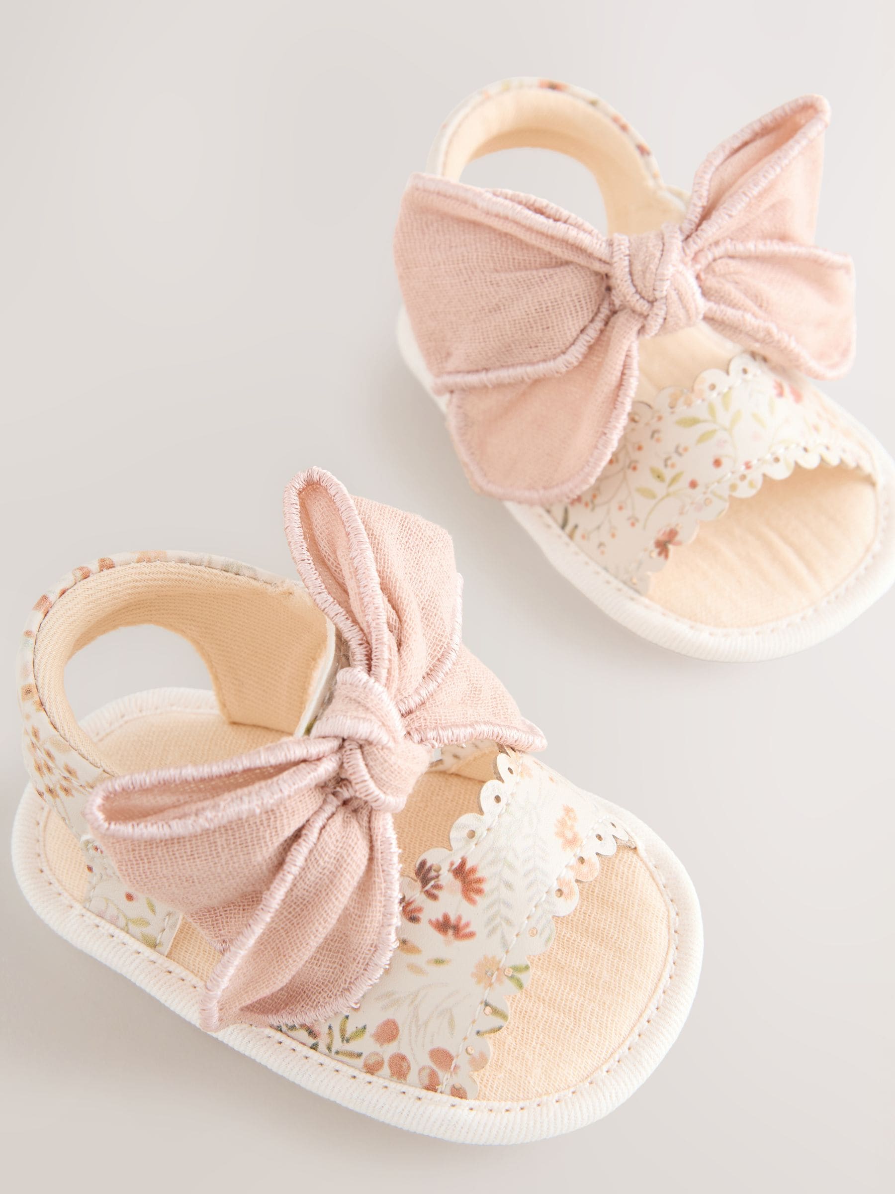 Pink Baby Bow Floral Sandals (0-24mths) image 4