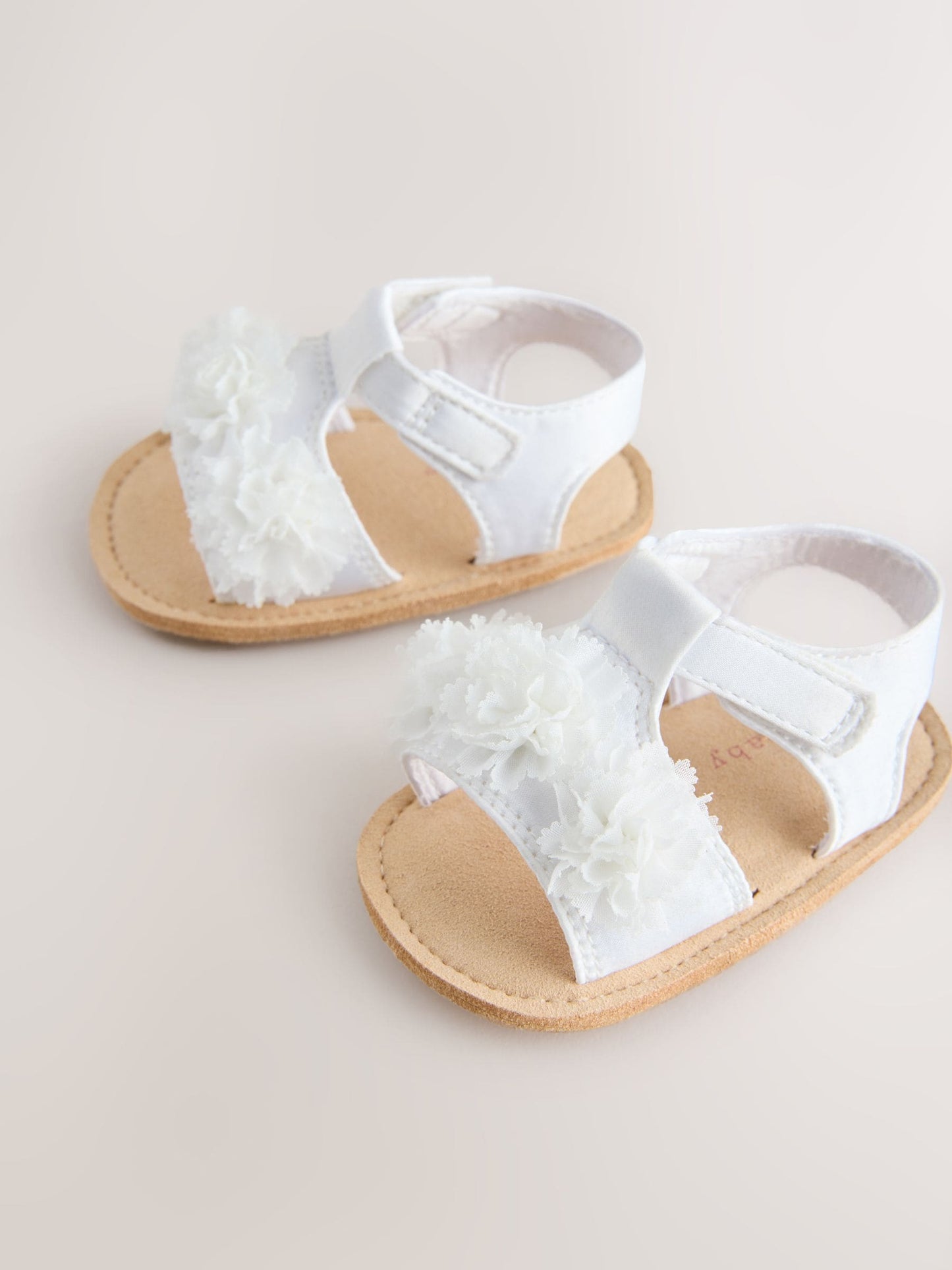 White Corsage Flower Baby Sandals (0-24mths) image 3