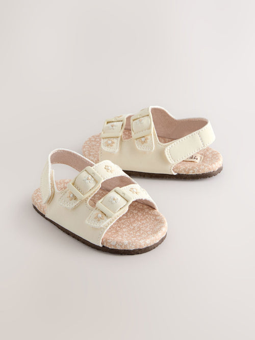 Neutral Floral Touch and Fasten Baby Sandals (0-24mths) image 1
