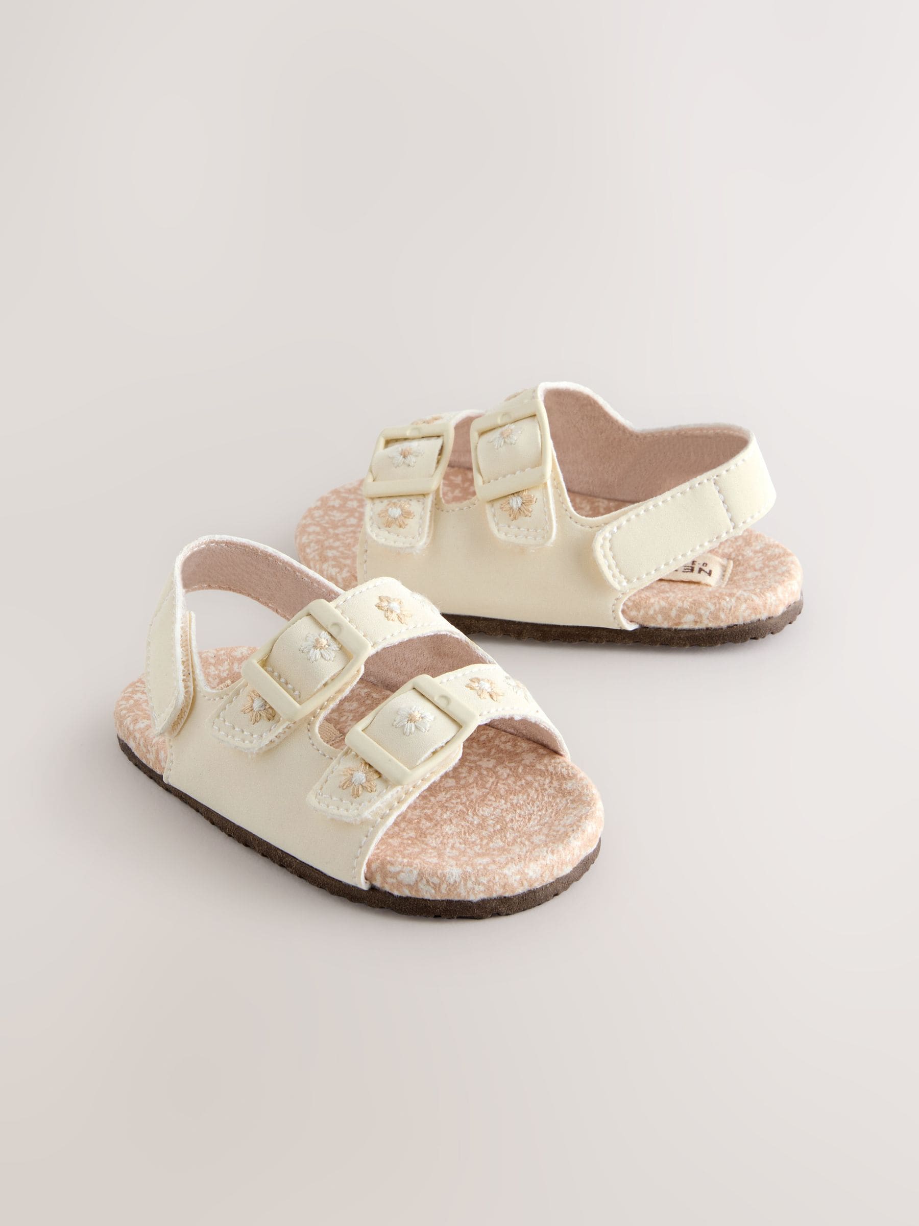 Neutral Floral Touch and Fasten Baby Sandals (0-24mths) image 1