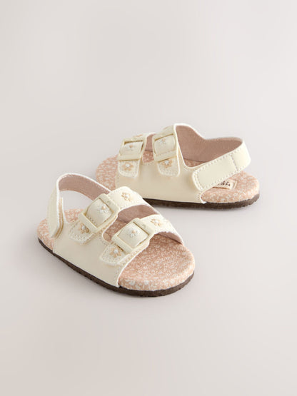 Neutral Floral Touch and Fasten Baby Sandals (0-24mths) image 1