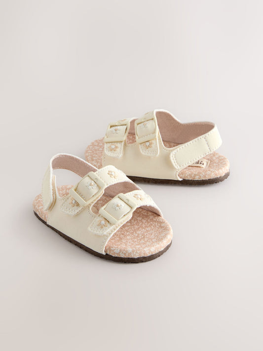 Neutral Floral Touch and Fasten Baby Sandals (0-24mths) image 1