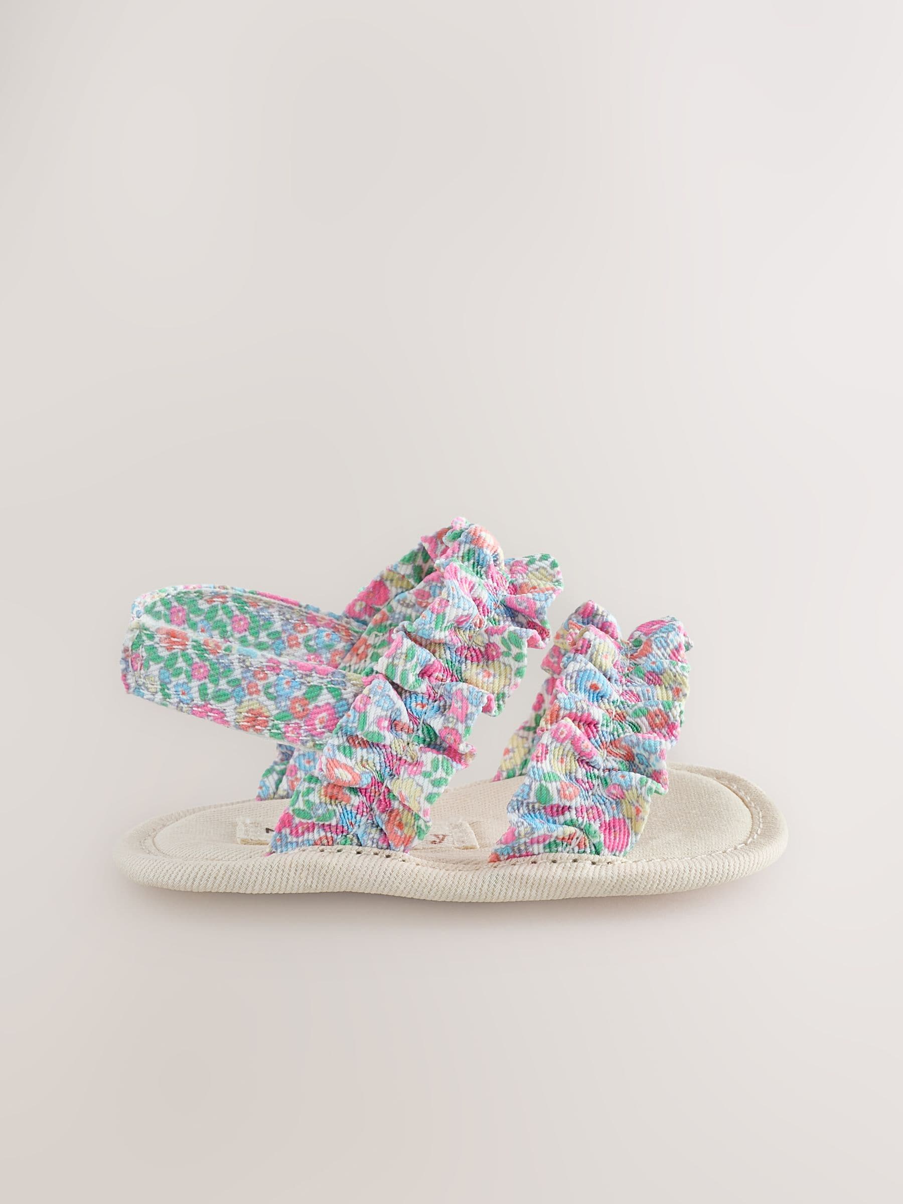 Pink Floral Baby Ruffle Sandals (0-24mths) image 2