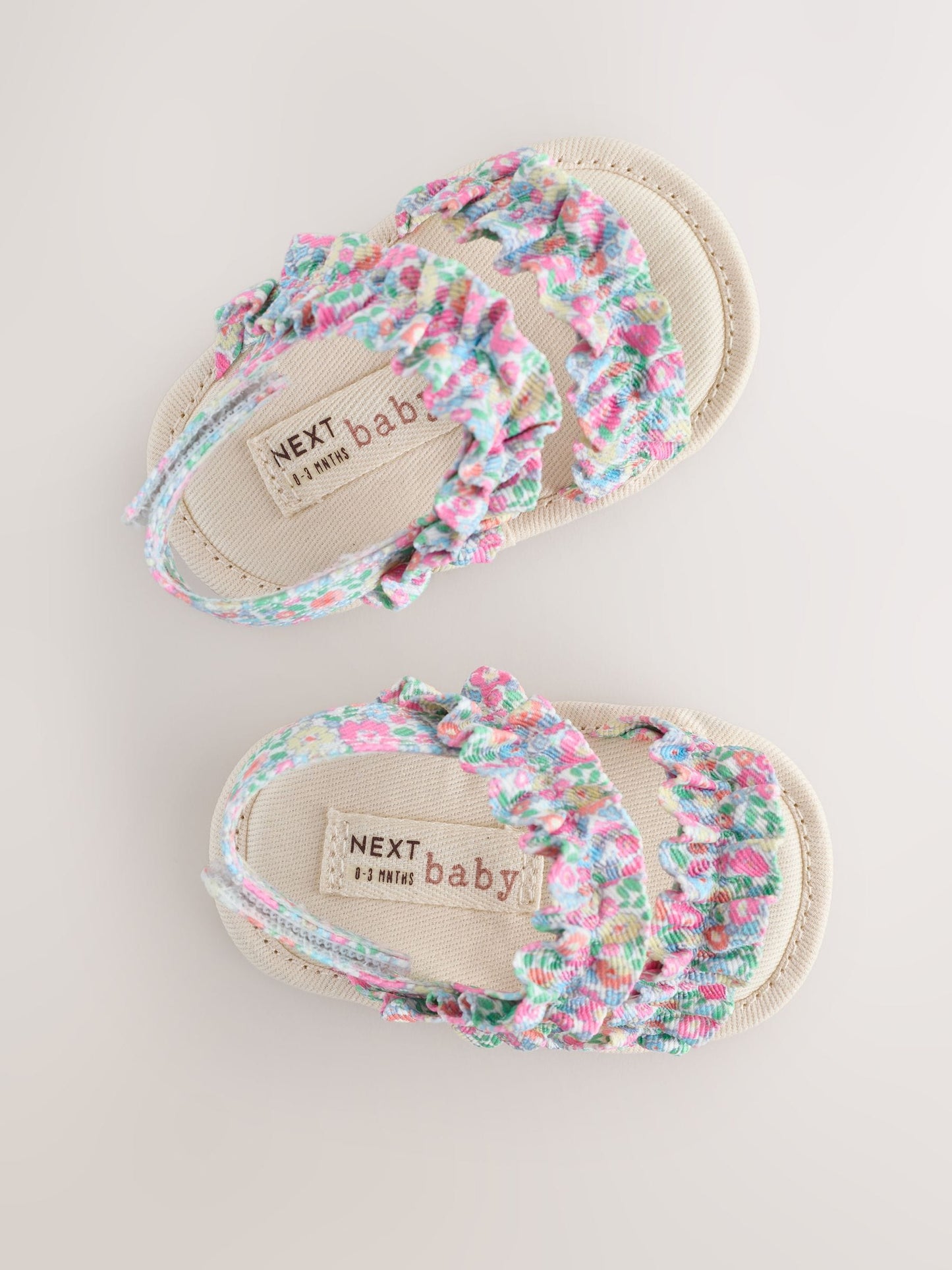 Pink Floral Baby Ruffle Sandals (0-24mths) image 3