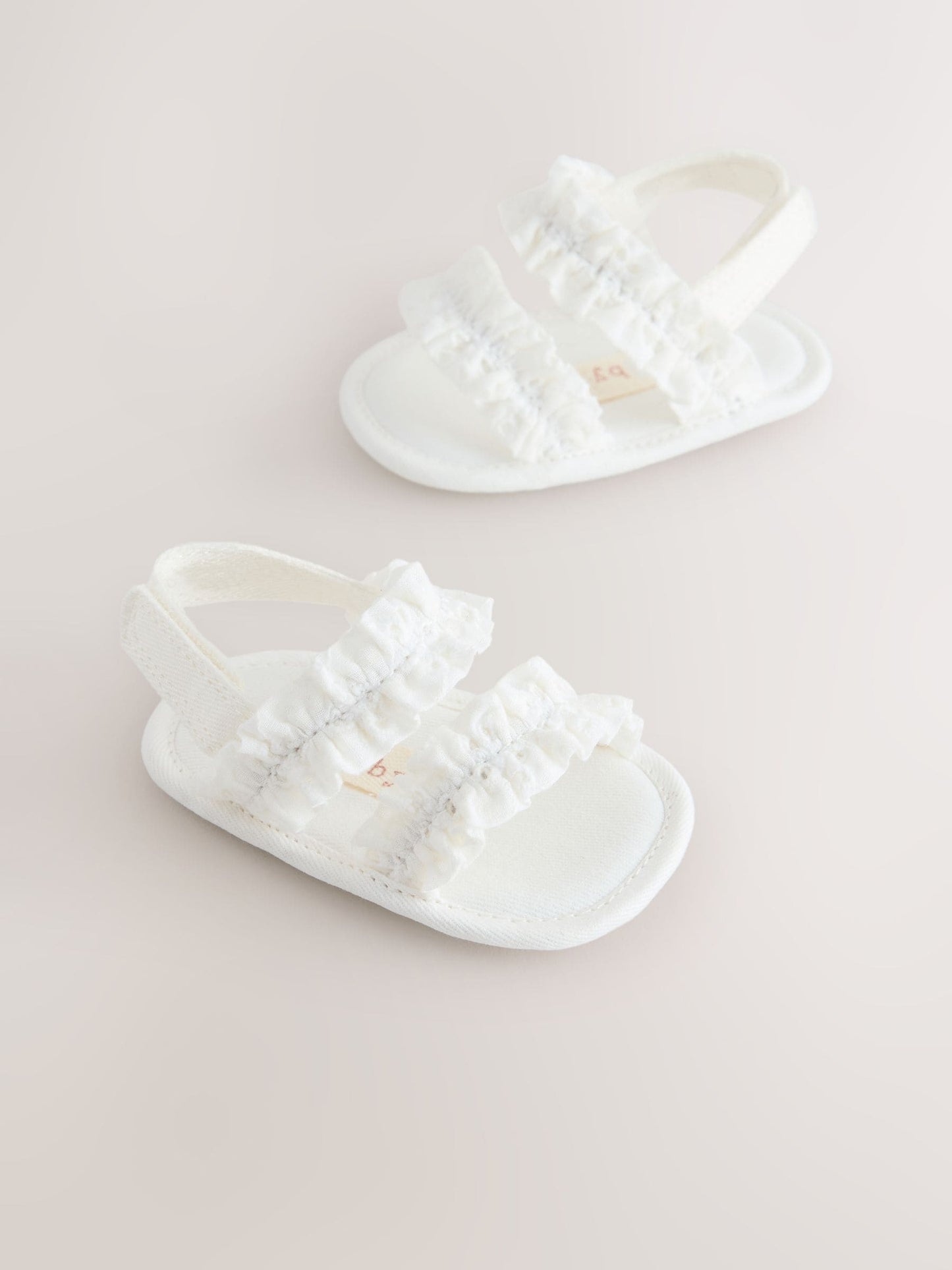White Baby Ruffle Sandals (0-24mths) image 1