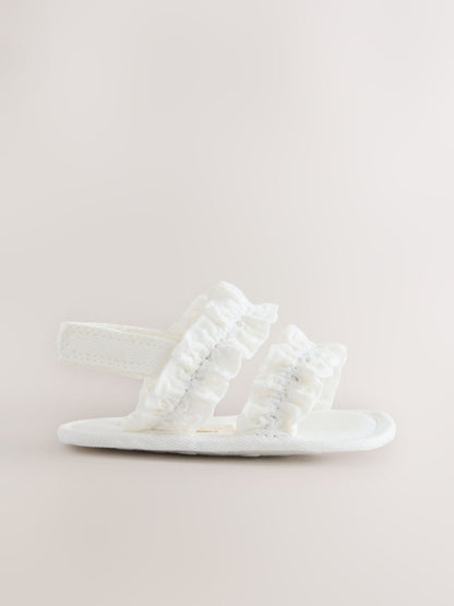 White Baby Ruffle Sandals (0-24mths) image 2