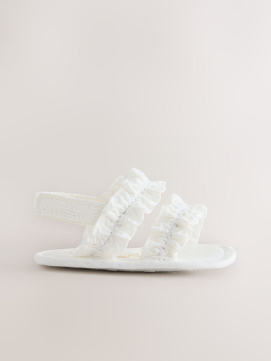 White Baby Ruffle Sandals (0-24mths) image 2