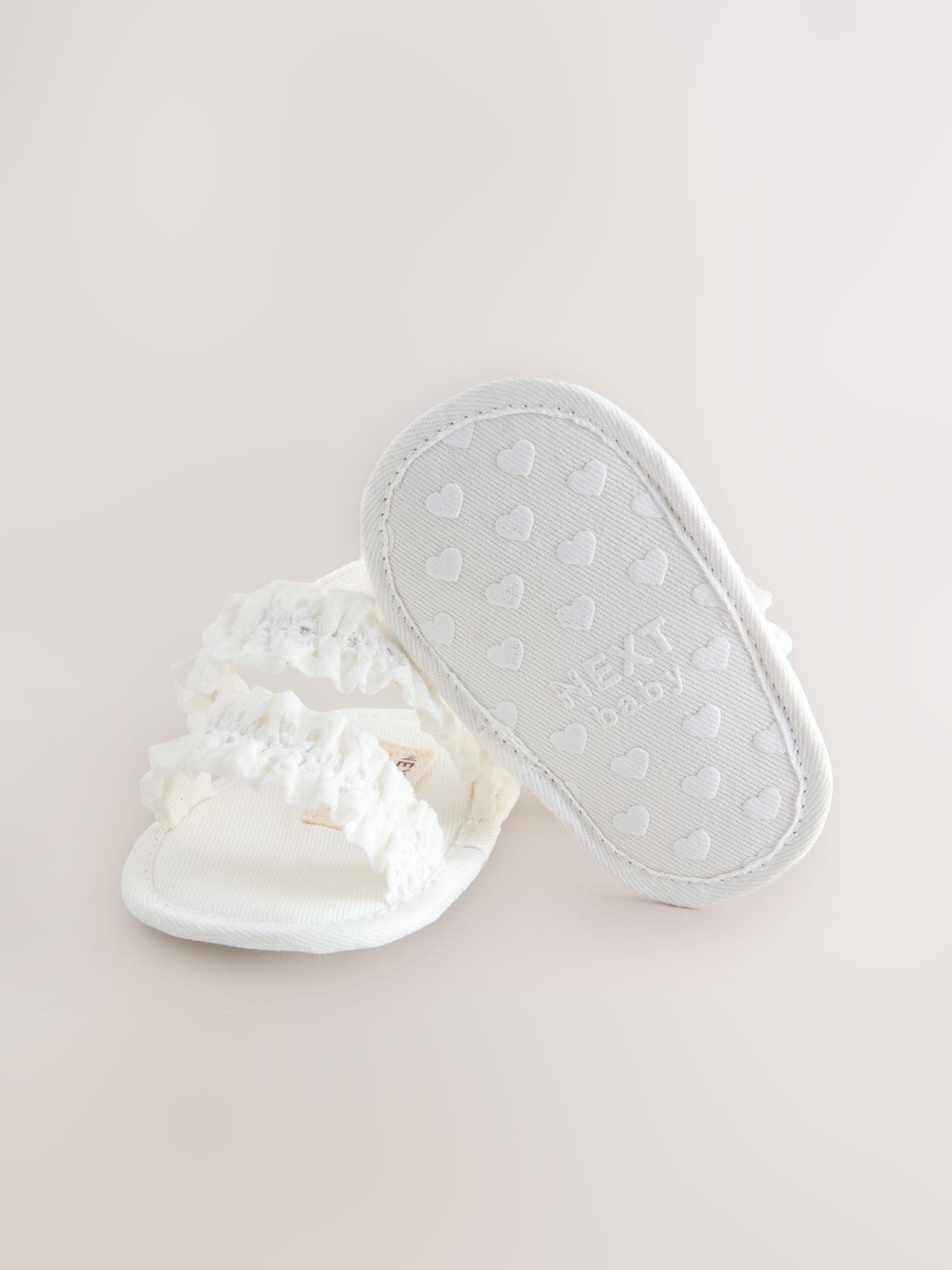 White Baby Ruffle Sandals (0-24mths) image 3