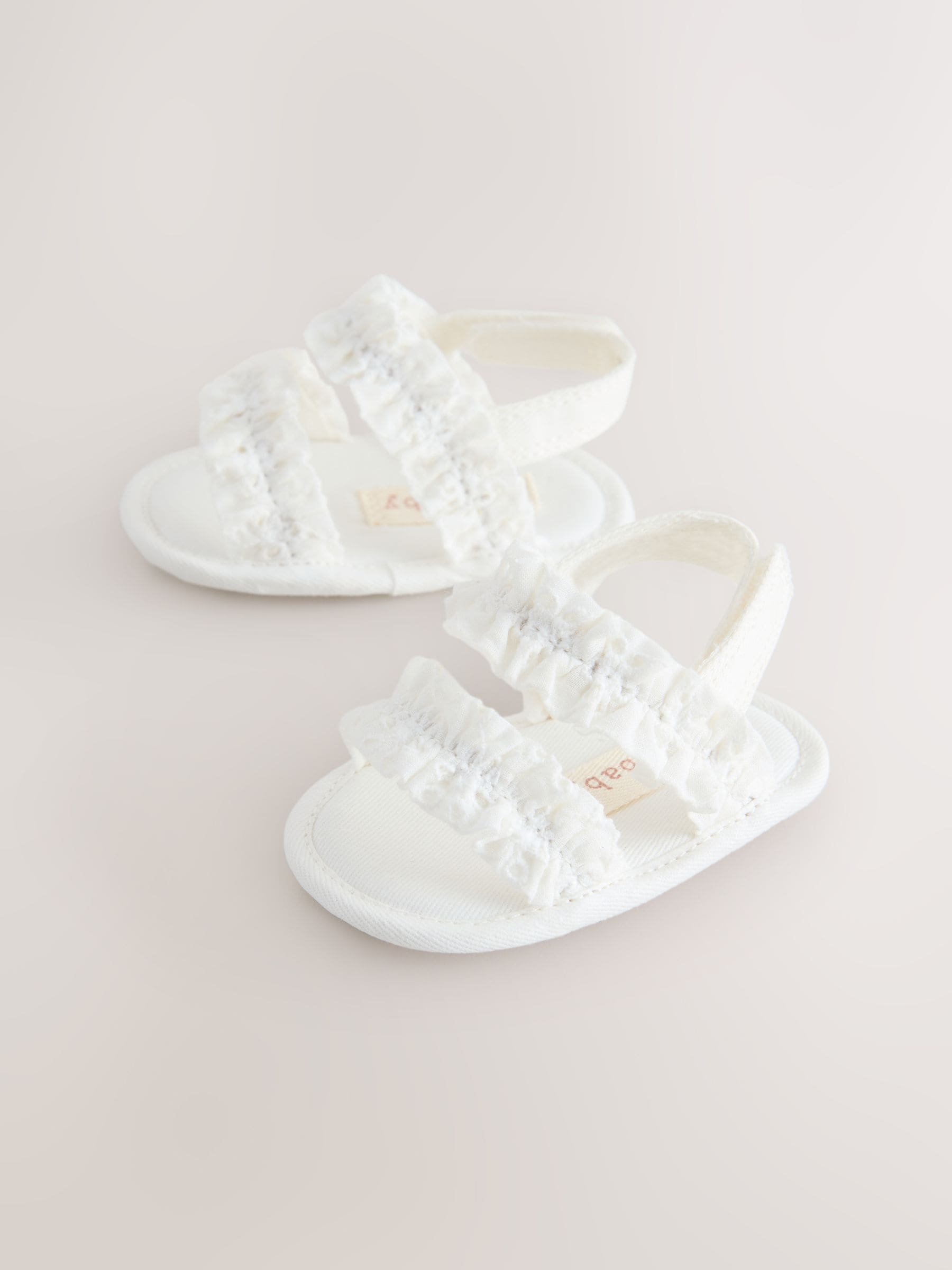 White Baby Ruffle Sandals (0-24mths) image 4