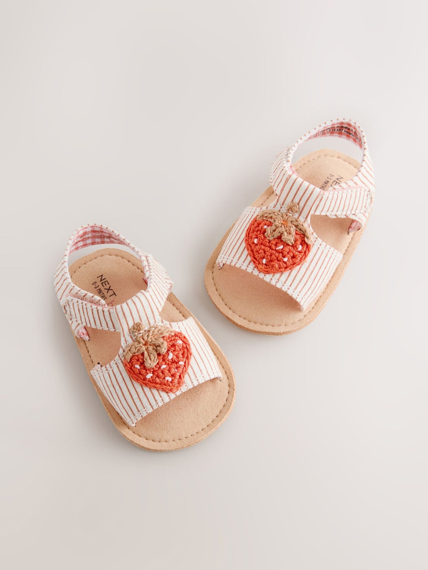 White/Pink Strawberry Baby Sandals (0-24mths) image 3