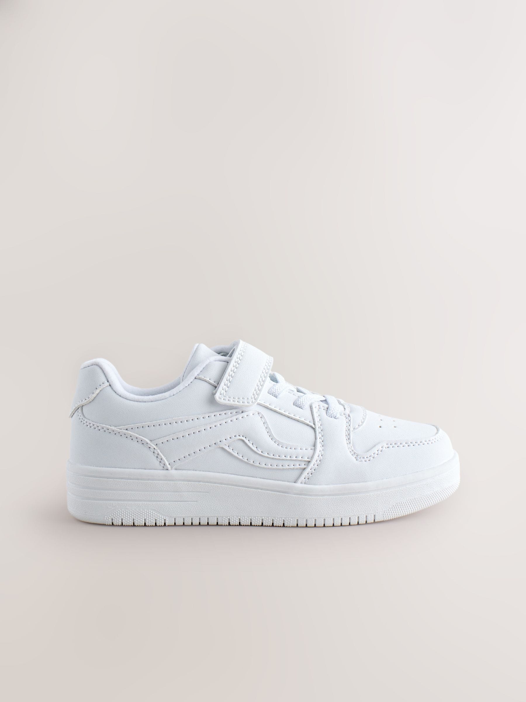 White Touch Fastening Elastic Lace Trainers image 2