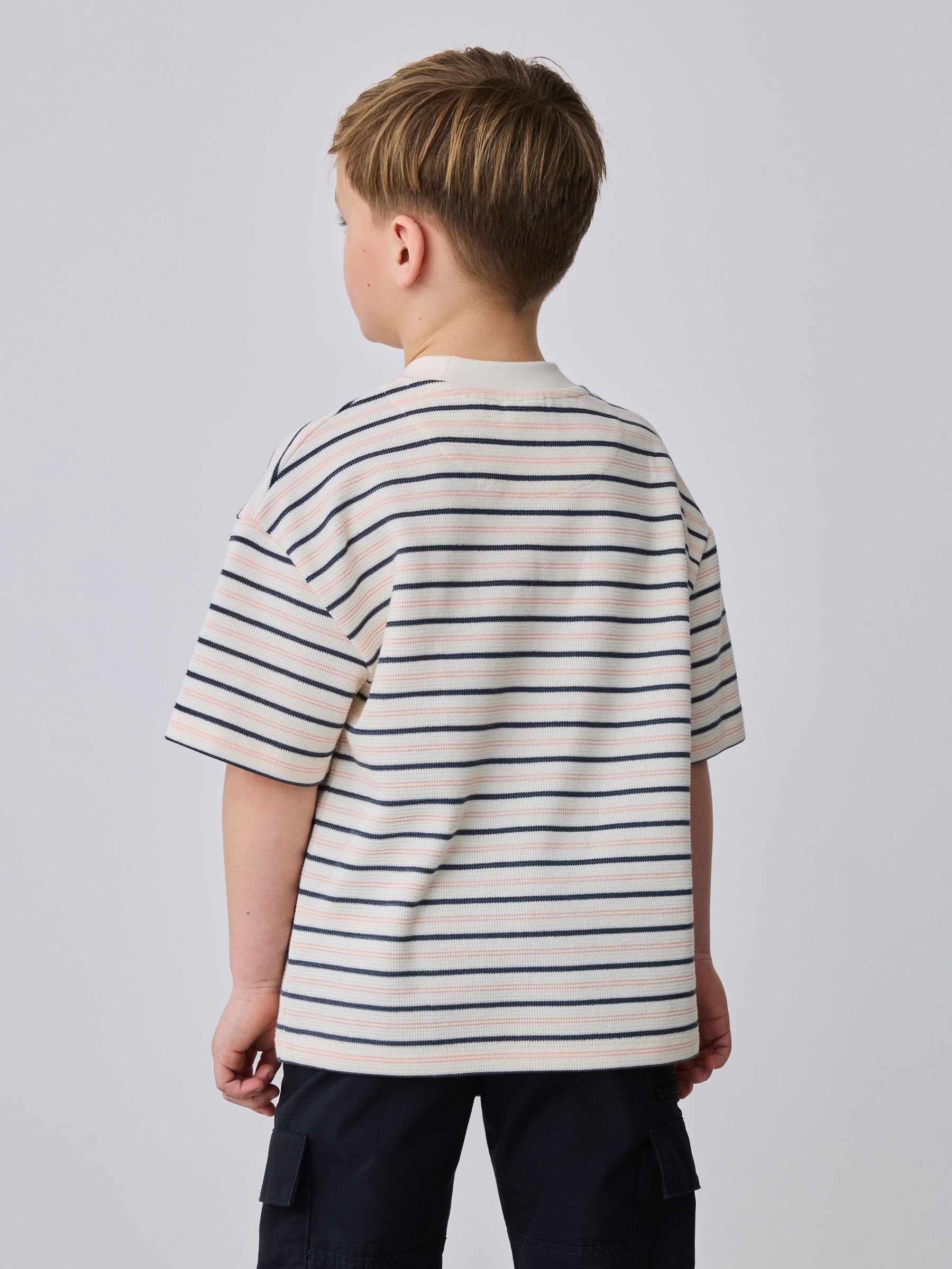 Baker by Ted Baker Stone/Grey/Red Textured T-Shirt image 2