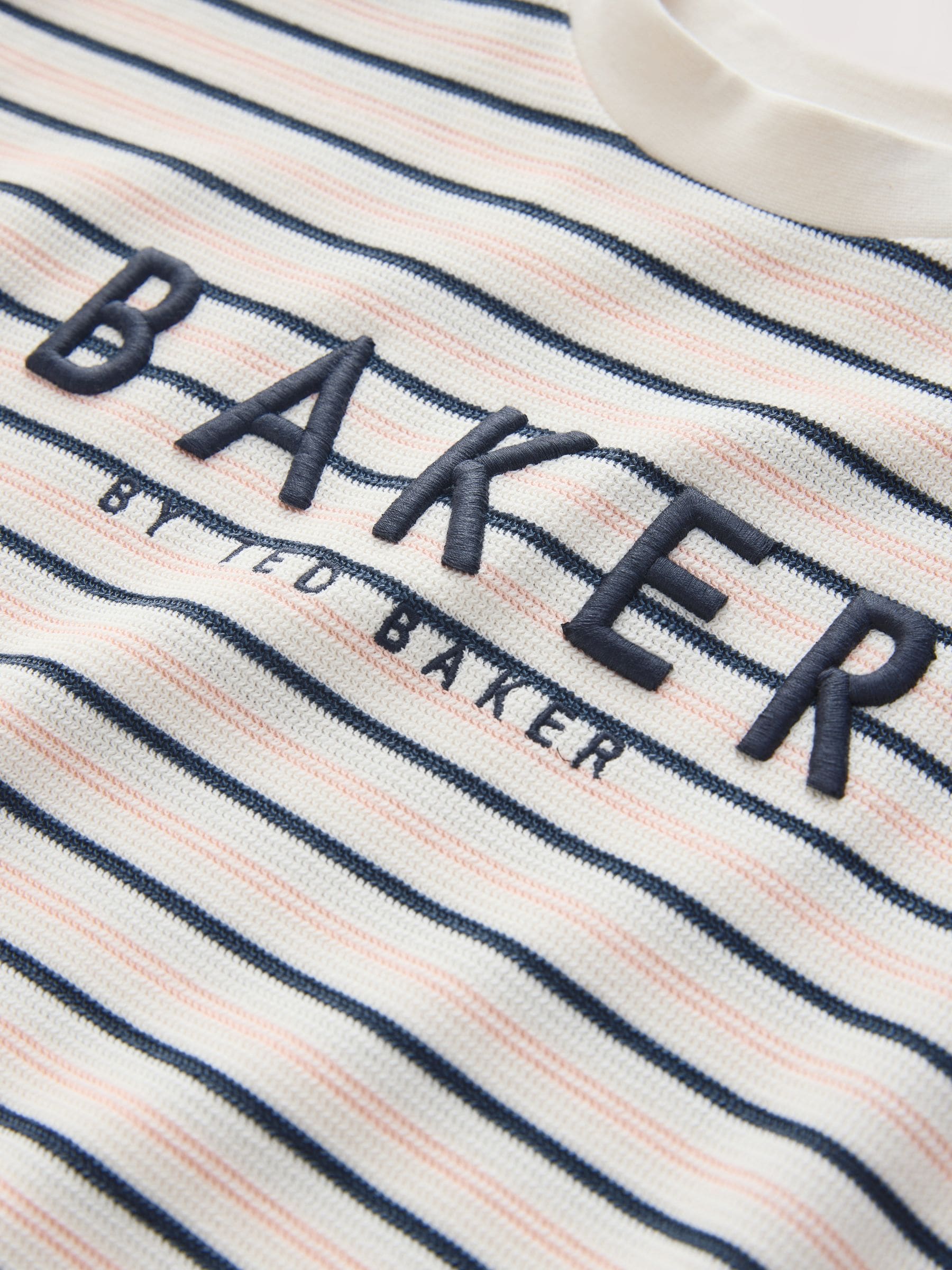 Baker by Ted Baker Stone/Grey/Red Textured T-Shirt image 6
