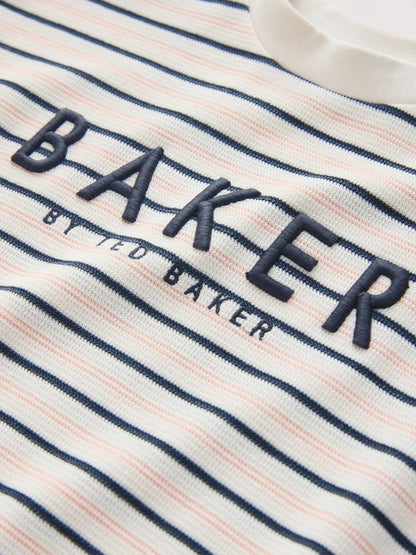 Baker by Ted Baker Stone/Grey/Red Textured T-Shirt image 6