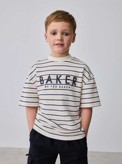 Baker by Ted Baker Stone/Grey/Red Textured T-Shirt image 1