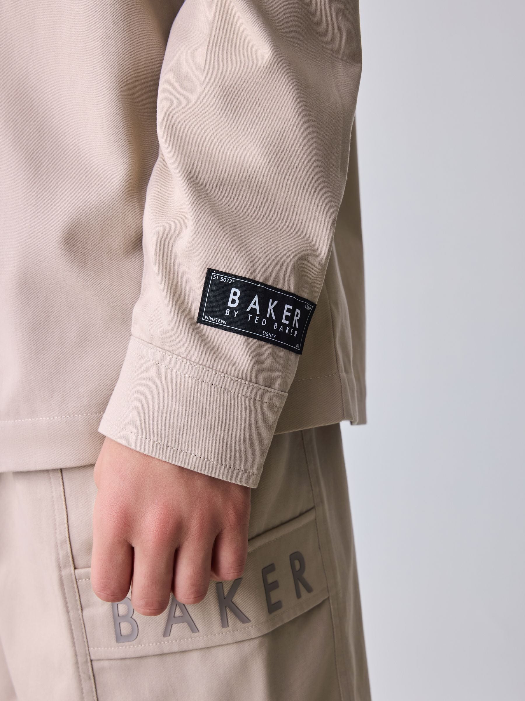 Baker by Ted Baker Stone Shacket and T-Shirt Set image 7
