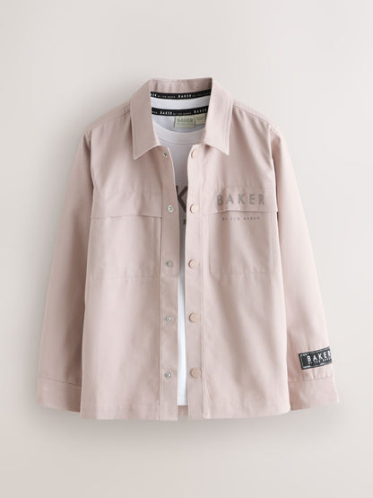 Baker by Ted Baker Stone Shacket and T-Shirt Set image 8