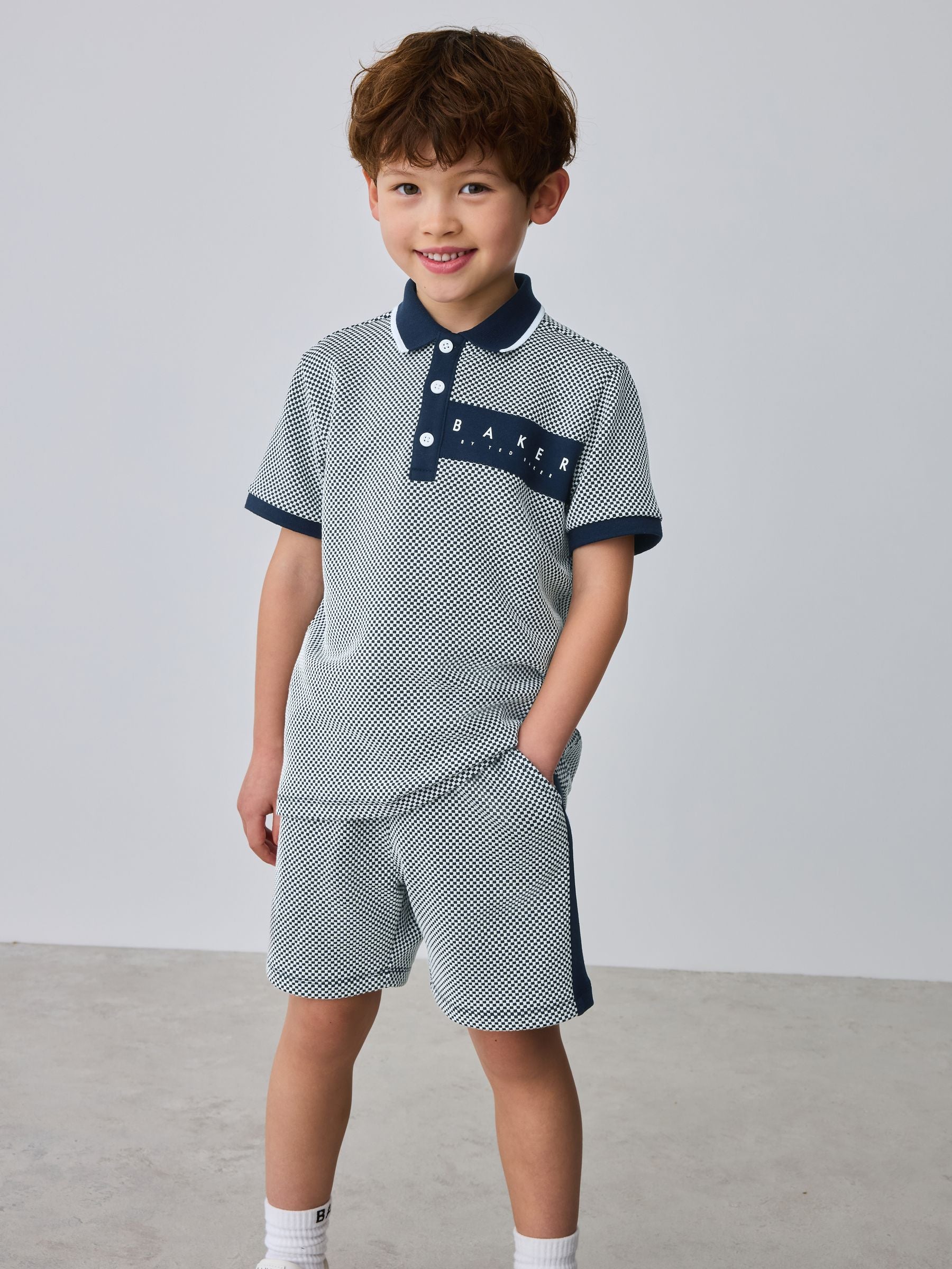 Baker by Ted Baker Textured Polo Shirt and Shorts Set image 1