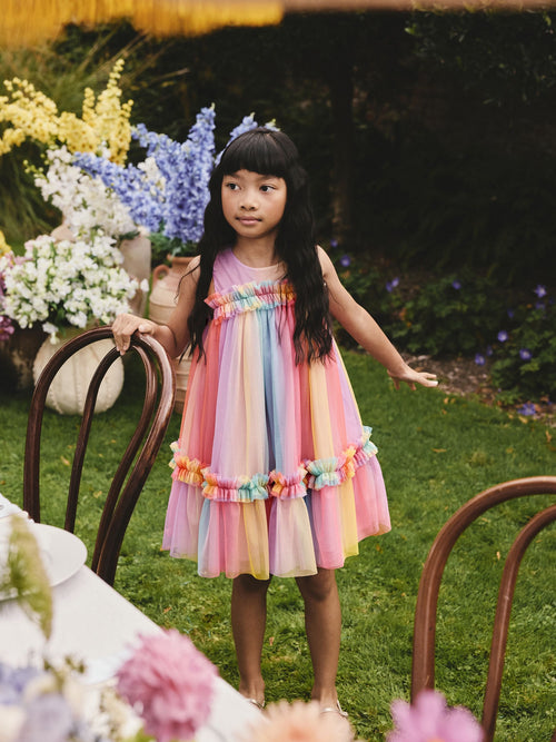 Dsiney Kidz - Rainbow Sleeveless Ruffle Mesh Party Dress (3-16yrs) image 1