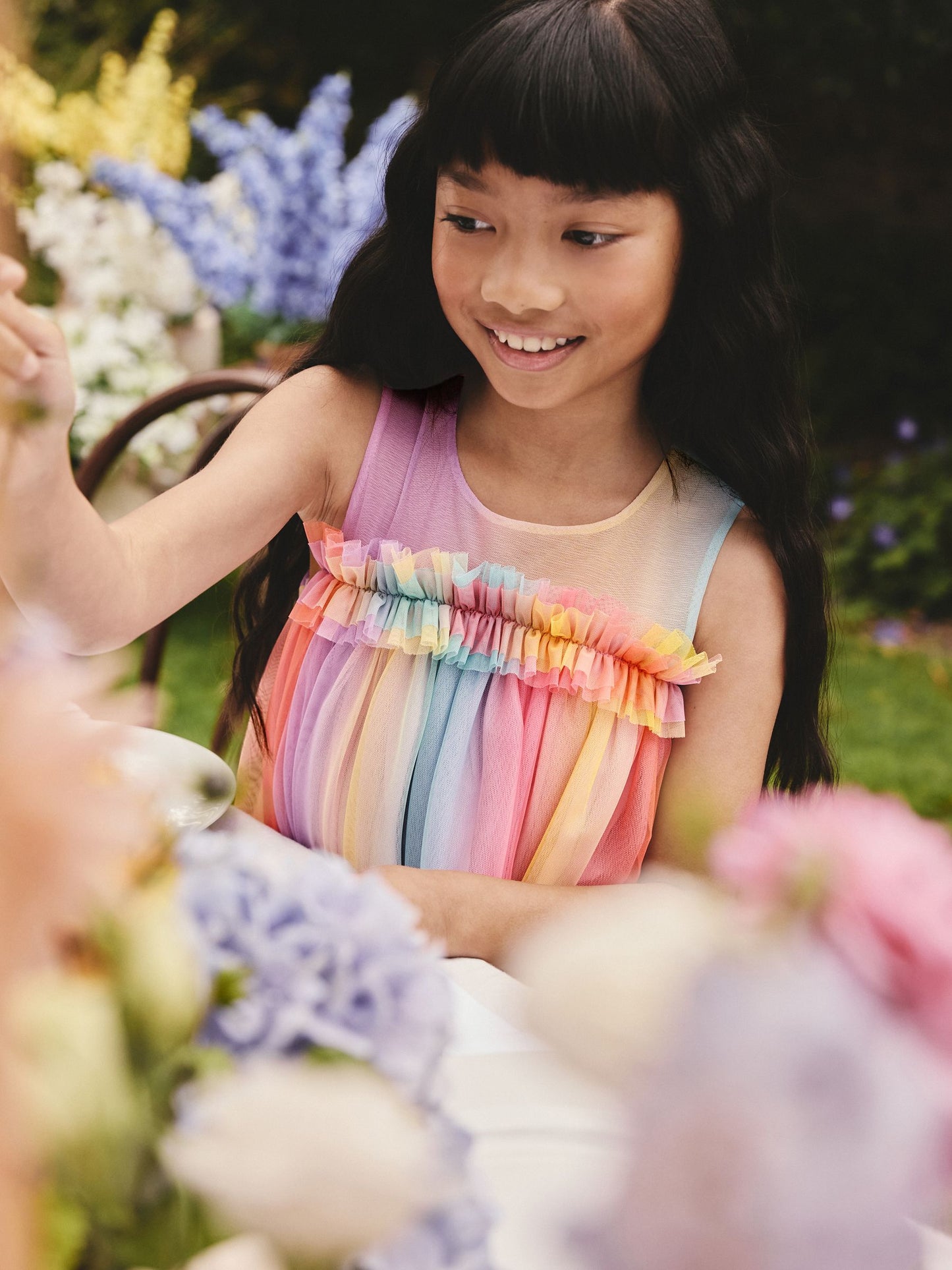 Rainbow Sleeveless Ruffle Mesh Party Dress (3-16yrs) image 3