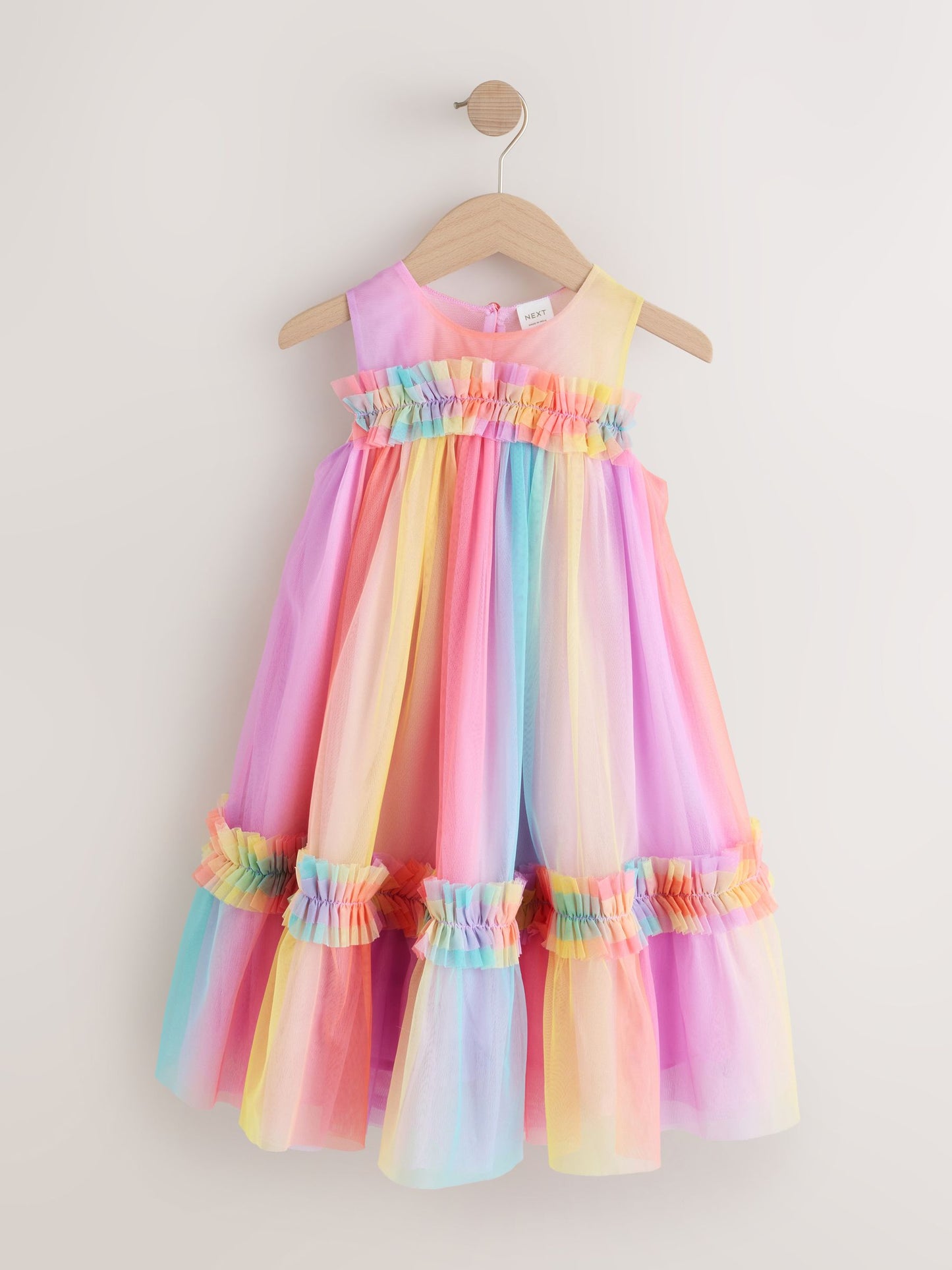 Rainbow Sleeveless Ruffle Mesh Party Dress (3-16yrs) image 4
