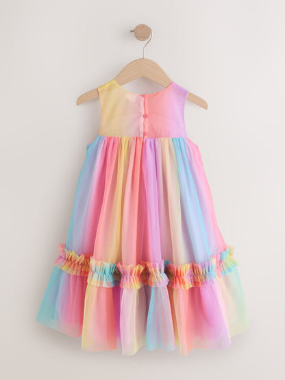 Rainbow Sleeveless Ruffle Mesh Party Dress (3-16yrs) image 5
