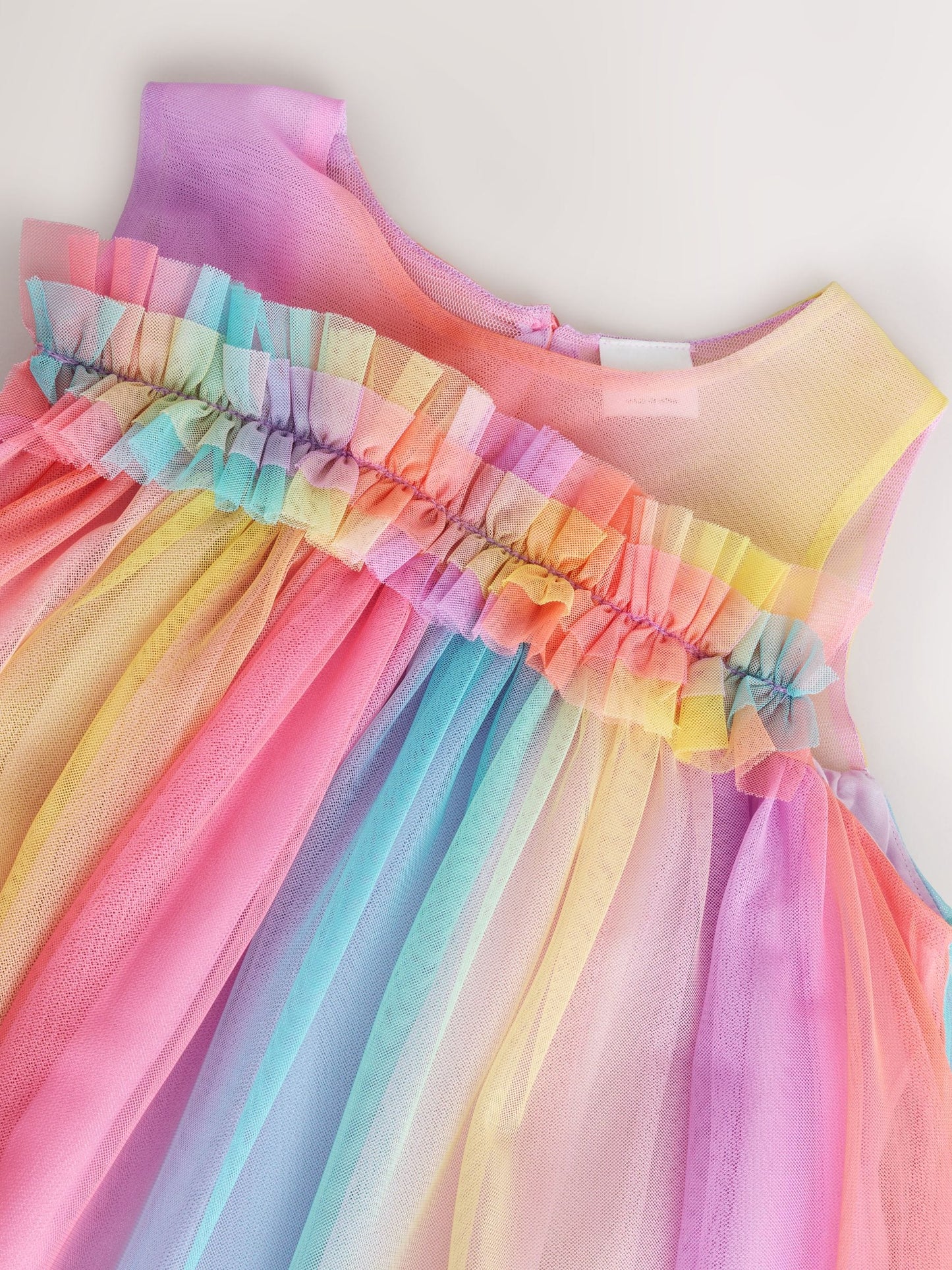 Rainbow Sleeveless Ruffle Mesh Party Dress (3-16yrs) image 6