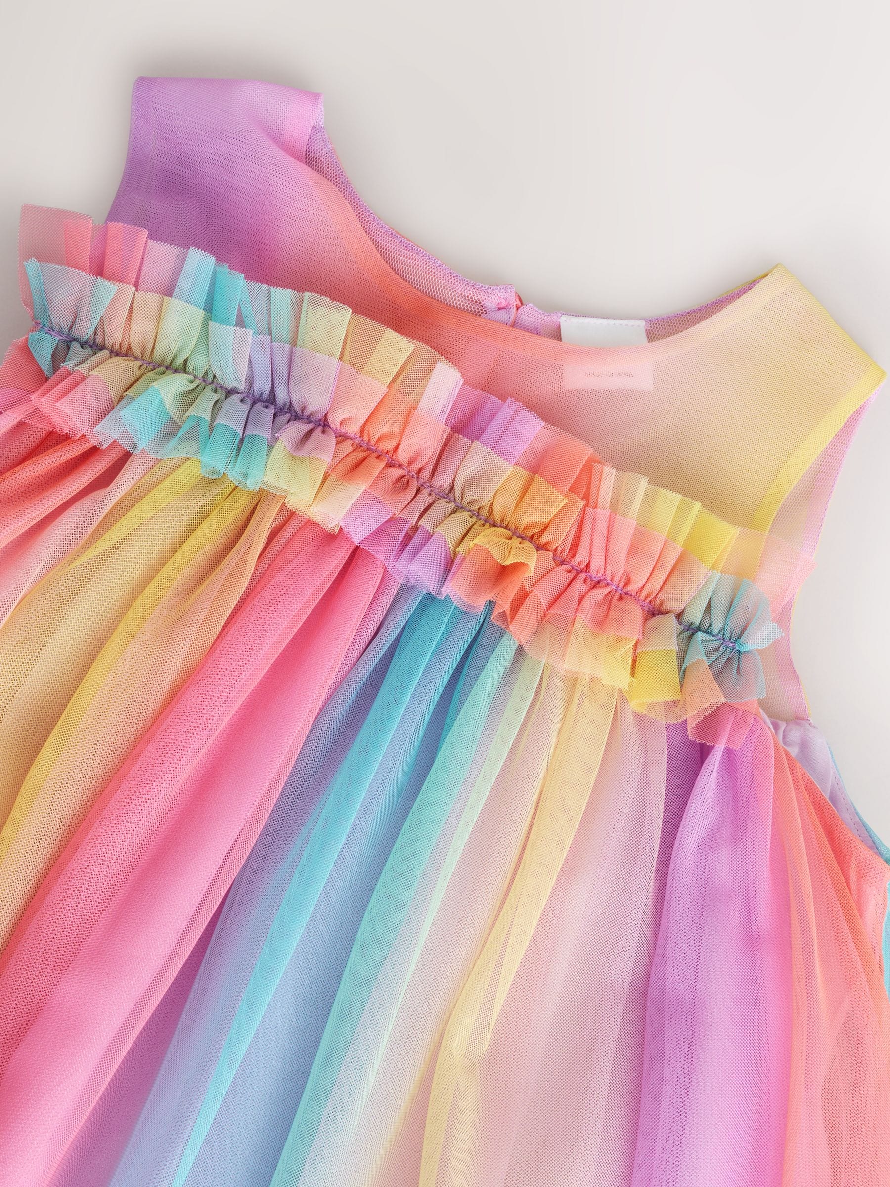 Rainbow Sleeveless Ruffle Mesh Party Dress (3-16yrs) image 6
