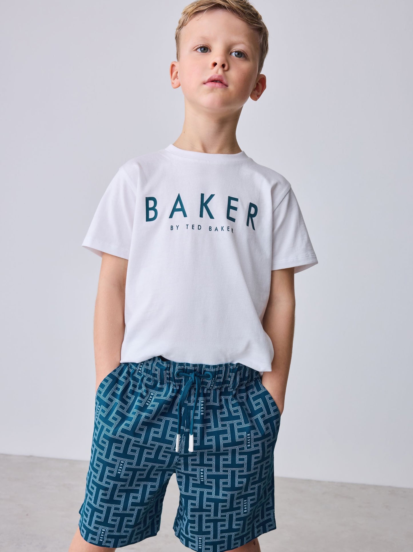 Baker by Ted Baker Blue All Over Print Shirt T-Shirt and Shorts Set image 4