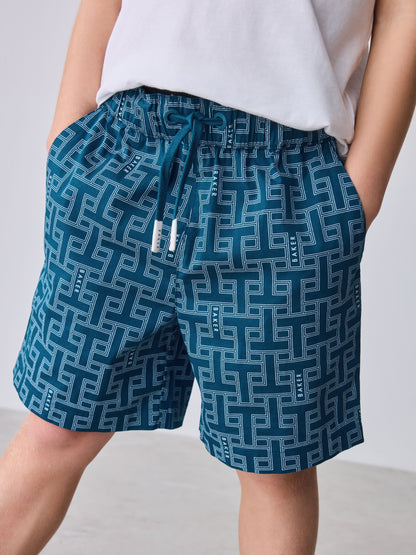 Baker by Ted Baker Blue All Over Print Shirt T-Shirt and Shorts Set image 5