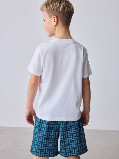 Baker by Ted Baker Blue All Over Print Shirt T-Shirt and Shorts Set image 8