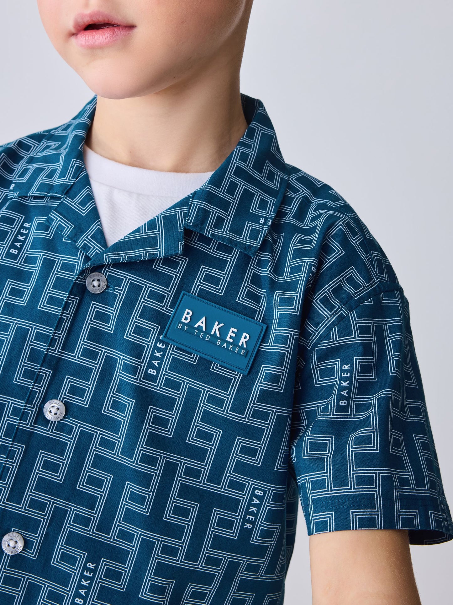 Baker by Ted Baker Blue All Over Print Shirt T-Shirt and Shorts Set image 9