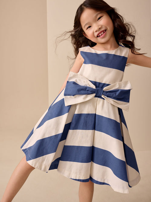 Dsiney Kidz - Blue Stripe Bow Occasion Dress (3-16yrs) image 1