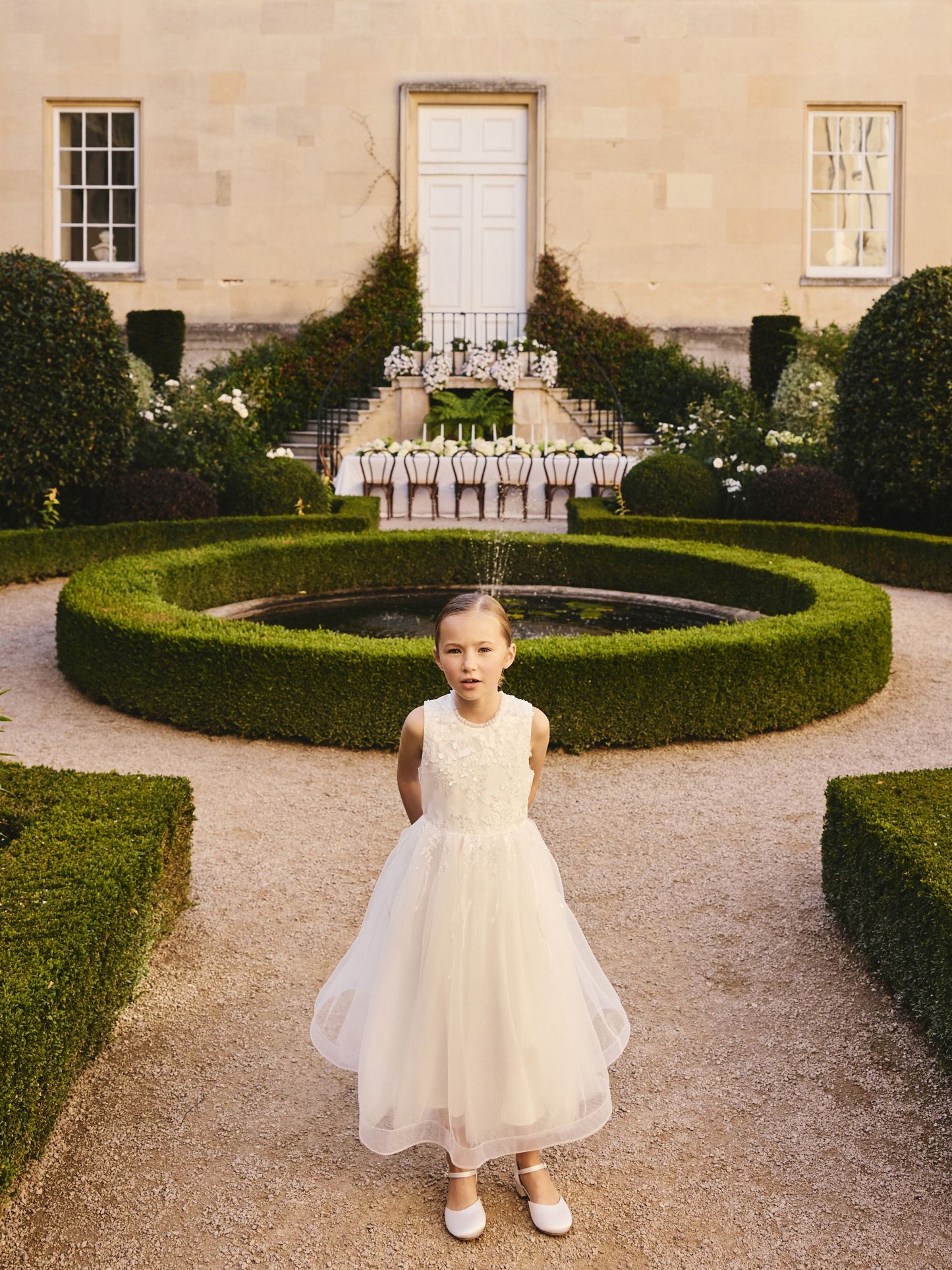 White Floral Embroidered Flower Bow Dress (3-16yrs) image 4