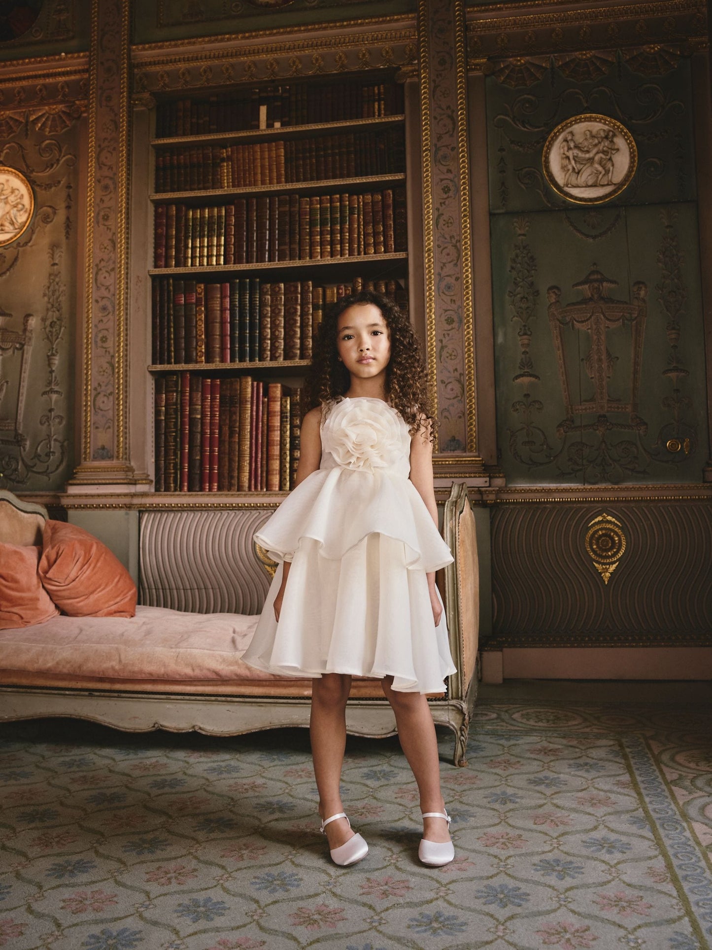 Ecru Flower Corsage Tiered Occasion Dress (3-16yrs) image 2
