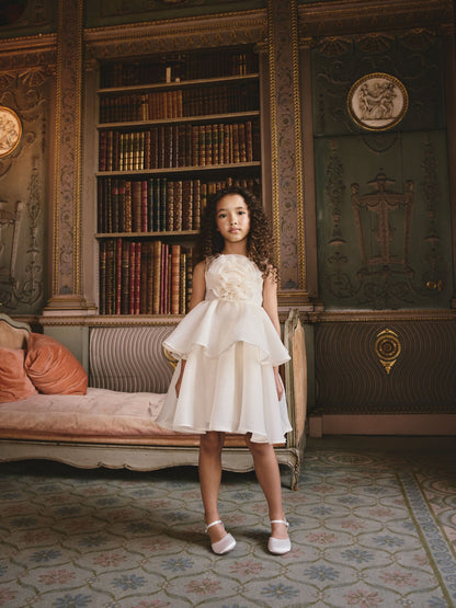 Ecru Flower Corsage Tiered Occasion Dress (3-16yrs) image 2