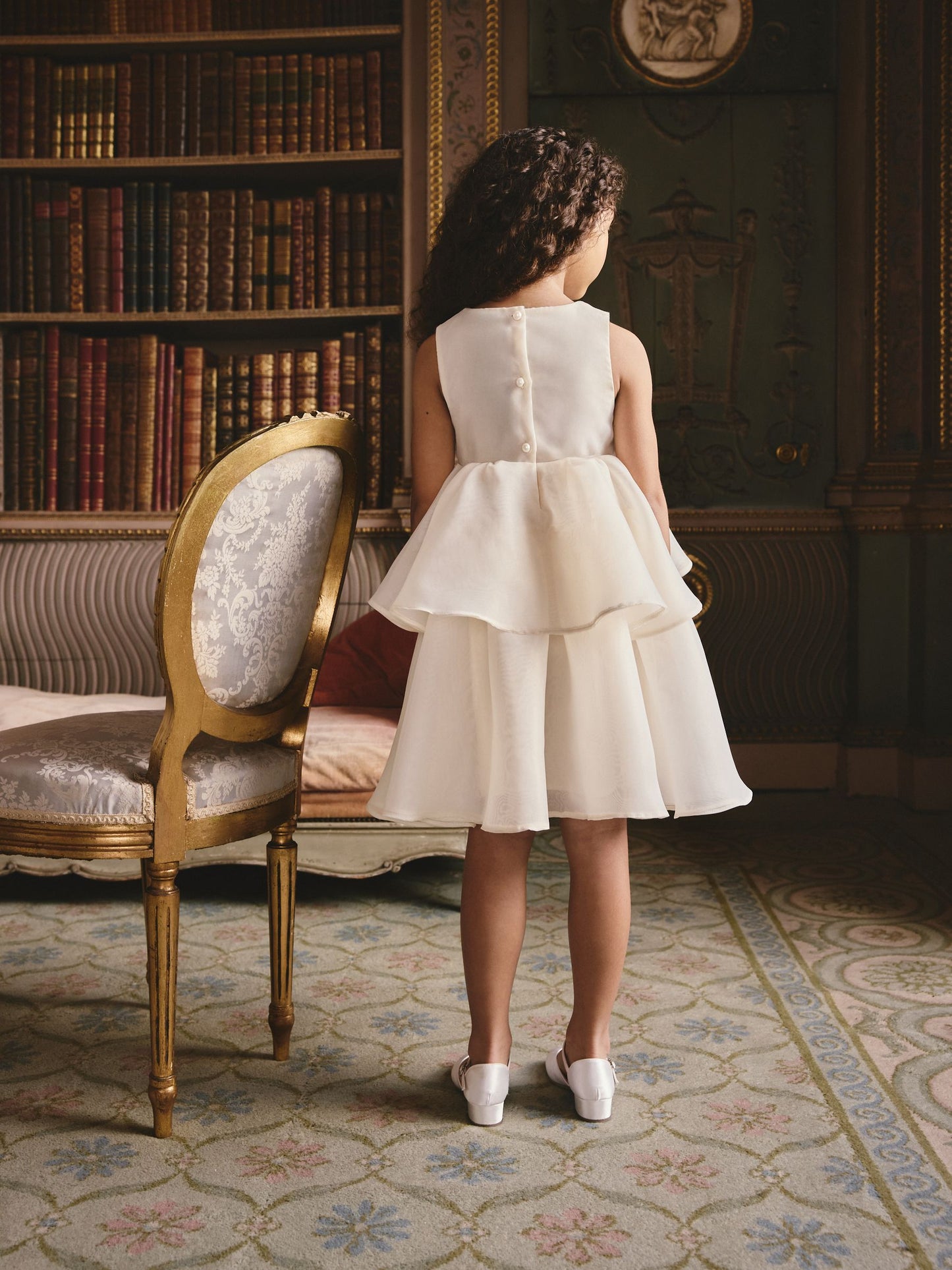 Ecru Flower Corsage Tiered Occasion Dress (3-16yrs) image 3