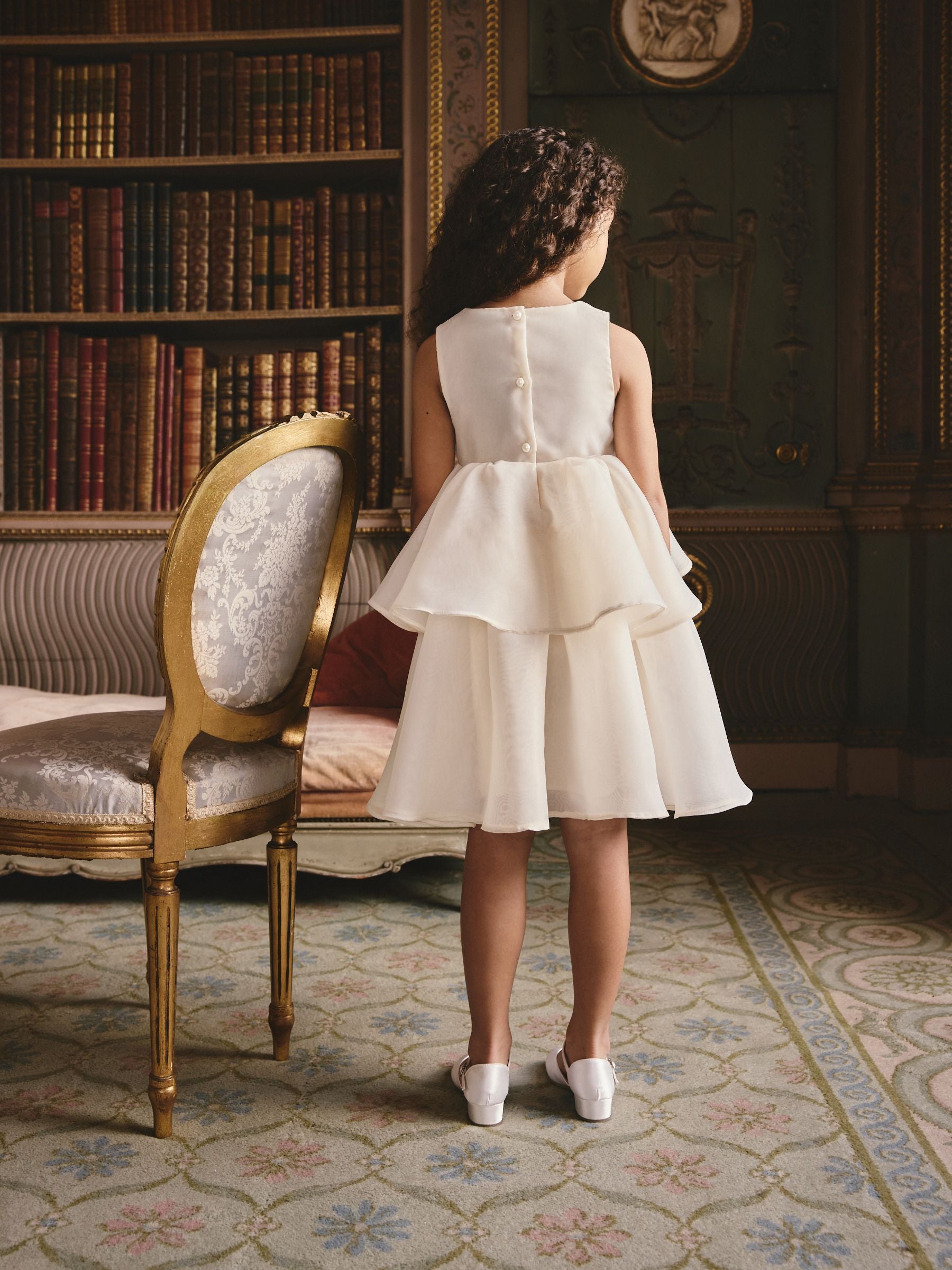 Ecru Flower Corsage Tiered Occasion Dress (3-16yrs) image 3