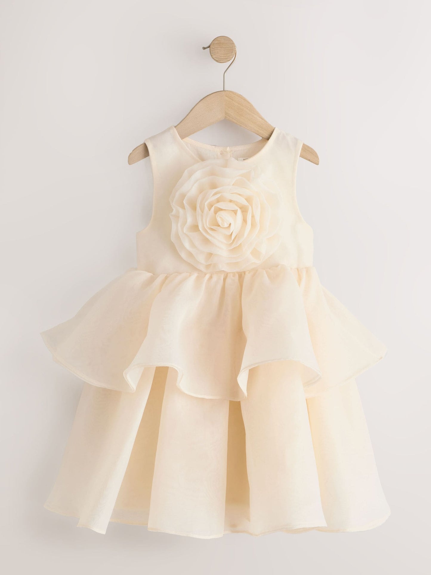 Ecru Flower Corsage Tiered Occasion Dress (3-16yrs) image 5