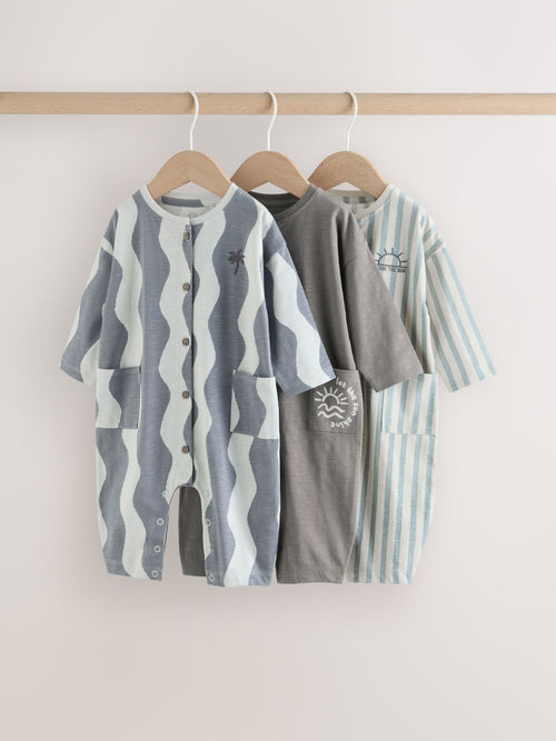 Grey Scandi Cactus Baby Rompers 3 Pack image 1